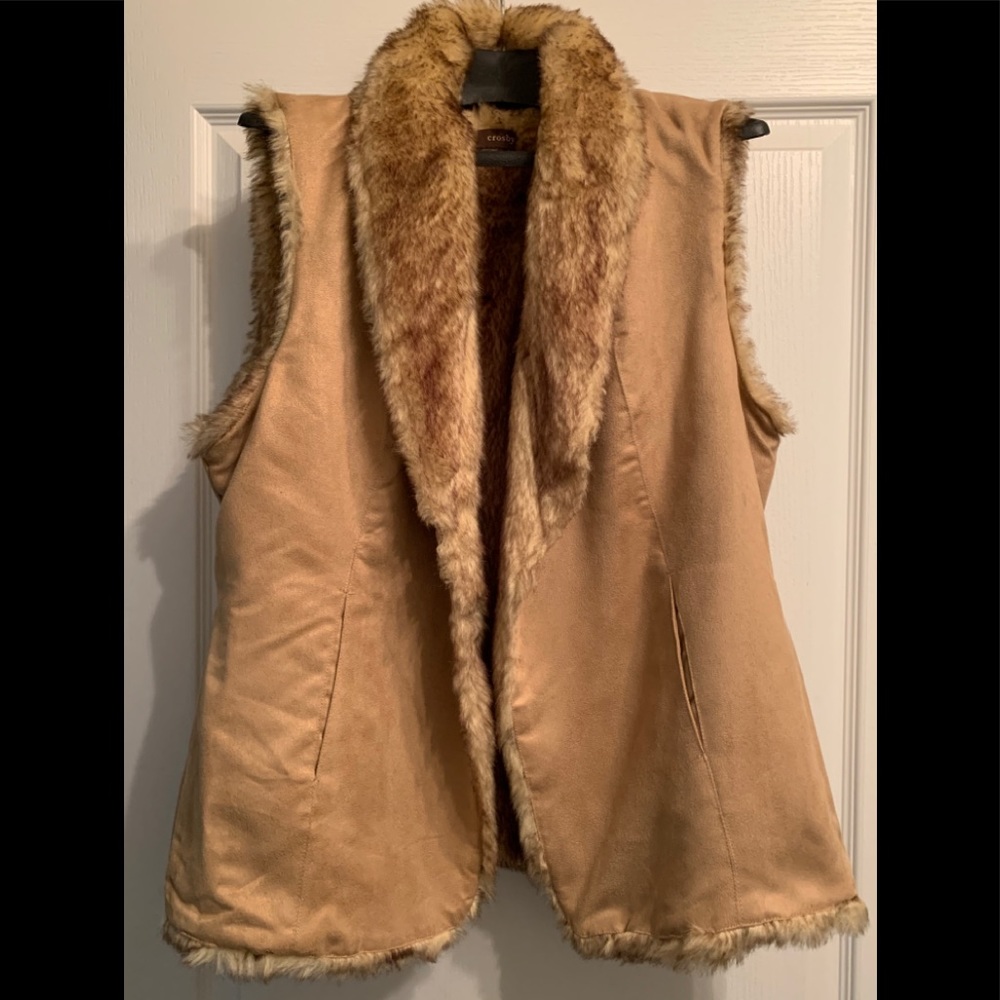 Faux Fur Reversible Vest - Tan
